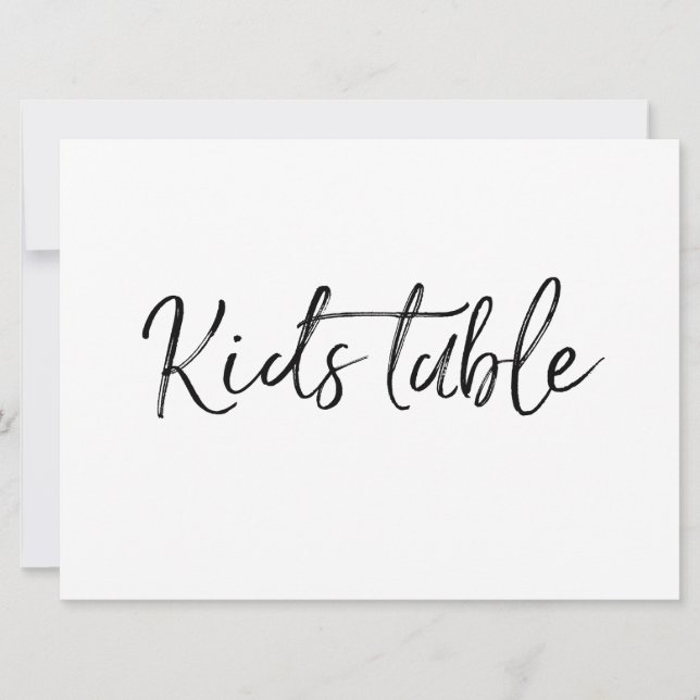 Panneau "Table Enfants" | Style Lettré à la main (Devant)