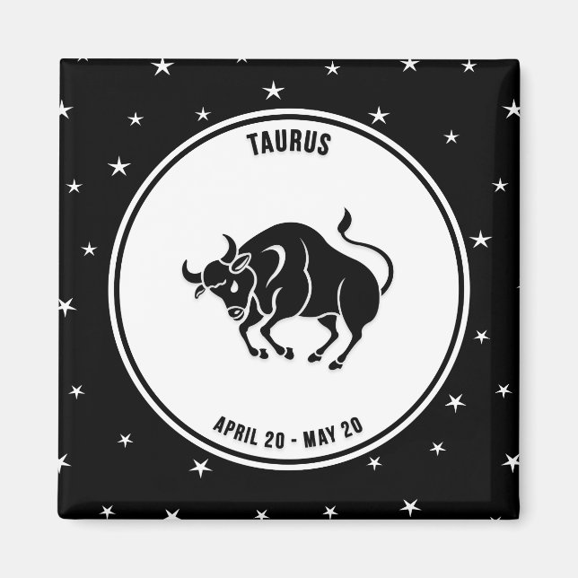 Panneau Taurus Zodiac, Aimant noir et blanc (Devant)