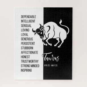 Panneau Taurus Zodiac, Puzzle noir et blanc