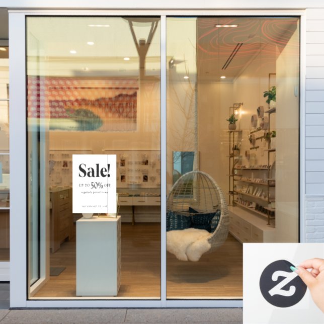 Panneau vente classique noir et blanc (Vitrine du magasin)