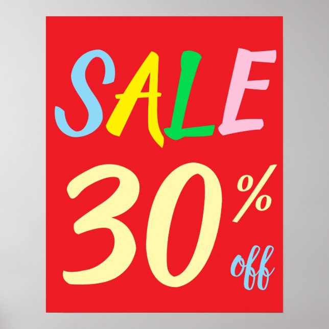 Panneau Vente importante, 30% Promo Poster (Devant)