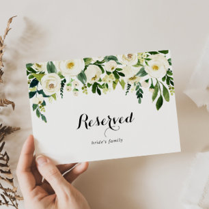 Panneau vert Blanc Automne Floral Mariage Réservé