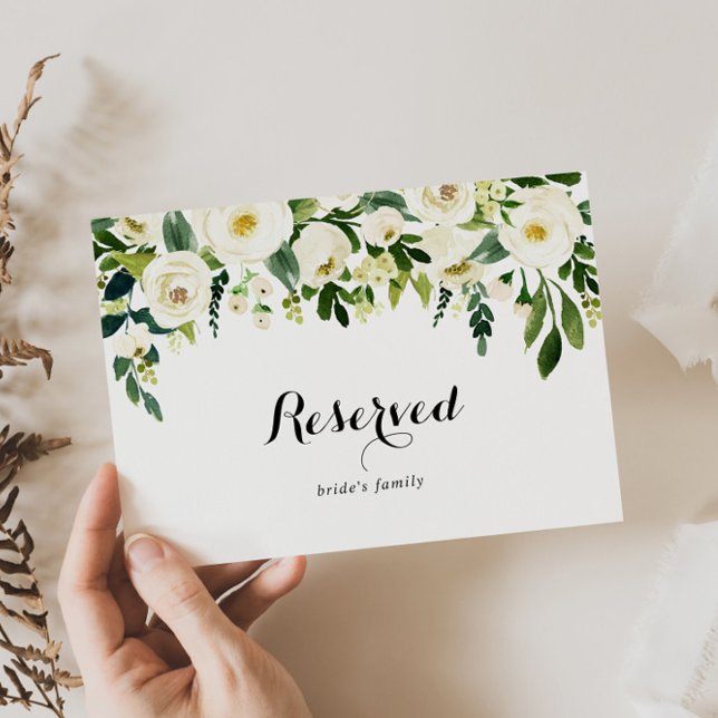 Panneau vert Blanc Automne Floral Mariage Réservé (Créateur téléchargé)