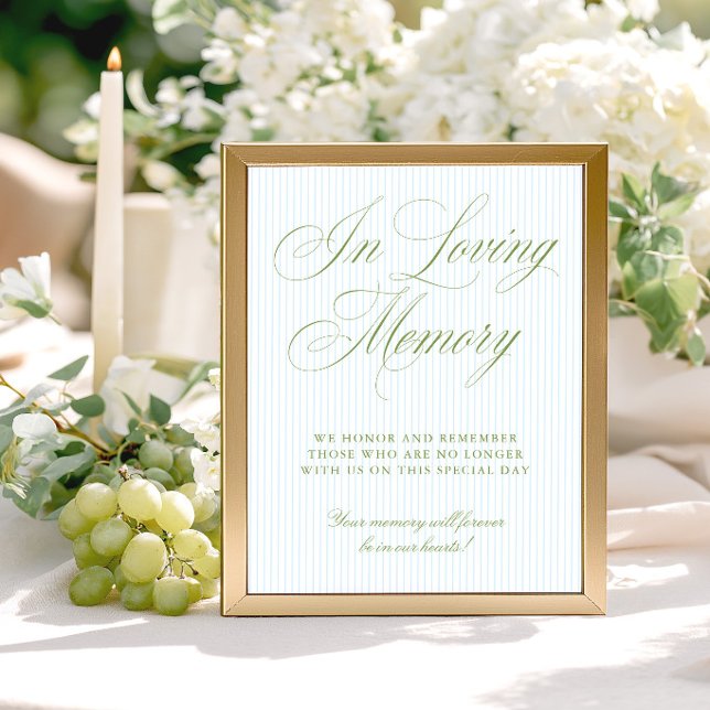 Panneau Vert Sauge & Bleu En Mémoire Aimante (Sage Green & Blue In Loving Memory Sign)
