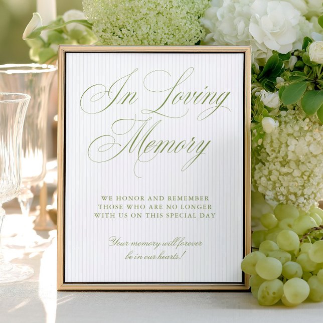 Panneau Vert Sauge et Bleu Doux En Souvenir Affect (Sage Green & Soft Blue In Loving Memory Sign)