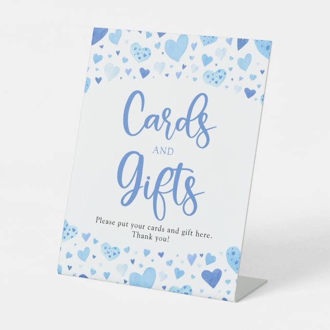 Panneau Watercolor Blue Valentine Cartes et Cadeau (Recto)