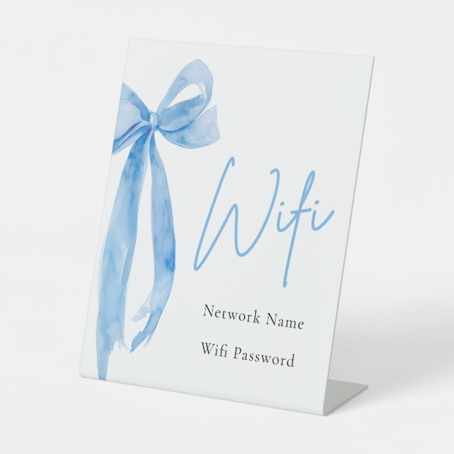 Panneau Wi-Fi Aquarelle moderne Dusty Blue élégant (Recto)