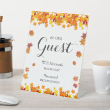 Panneau Wifi de Mariage aux Feuilles d'Automne Rus