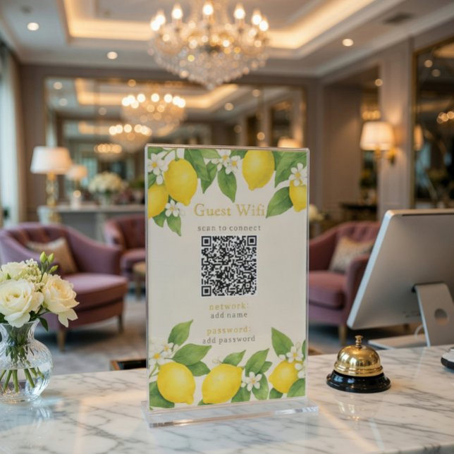 Panneau WiFi invité avec code QR décoré de citrons (Créateur téléchargé)