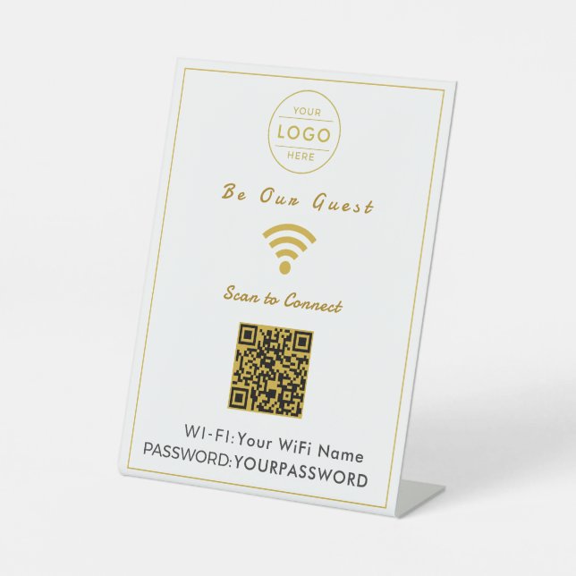 Panneau WiFi QR Code Or Faux Élégant (Recto)
