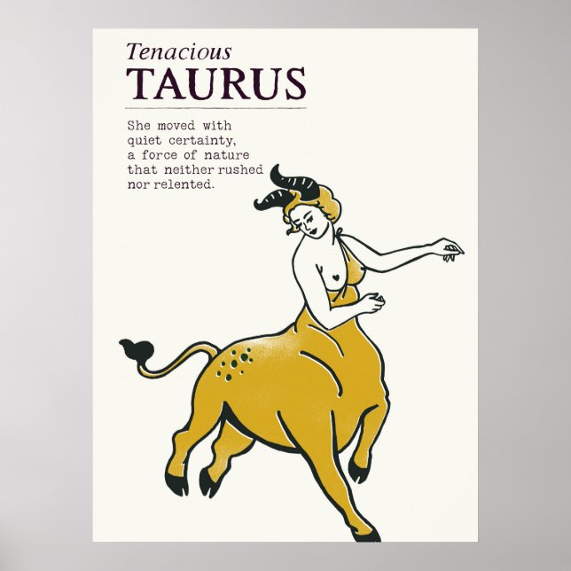 Panneau Zodiaque Taurus Bull Boho Poster d'astrolo (Devant)