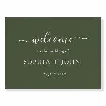 Panneaux de mousse de bienvenue Mariage vert olive
