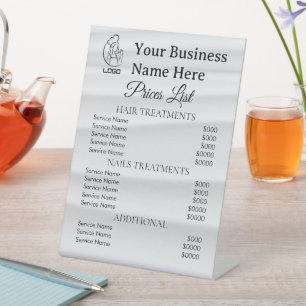 Panneaux de prix de liste de table minimaliste pou