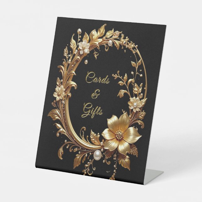 Panneaux de table à cadre orné de fleurs dorées (Recto)