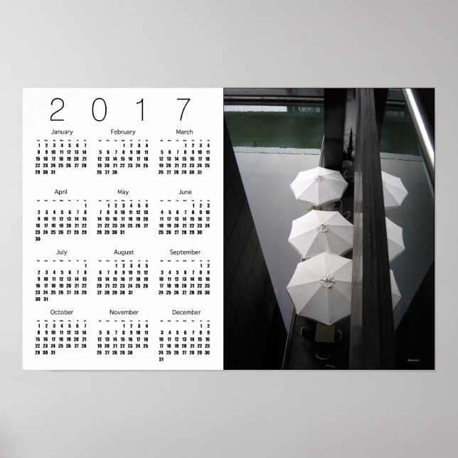 Panneaux Paris Calendrier Blanc Poster 2017 (Devant)