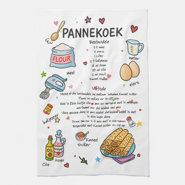 Pannekoek Serviette à plat illustrée (Vertical)