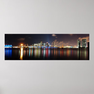 Panorama de nuit de Miami - affiche