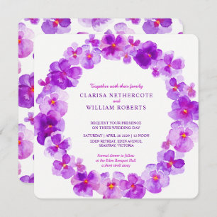 Panseuse violette aquarelle fleurs invitations mar