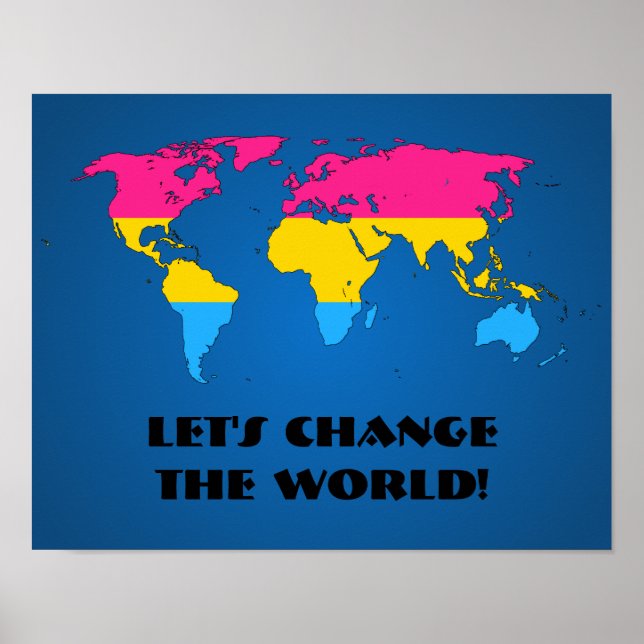 Pansexuality pride world mapposter poster (Devant)