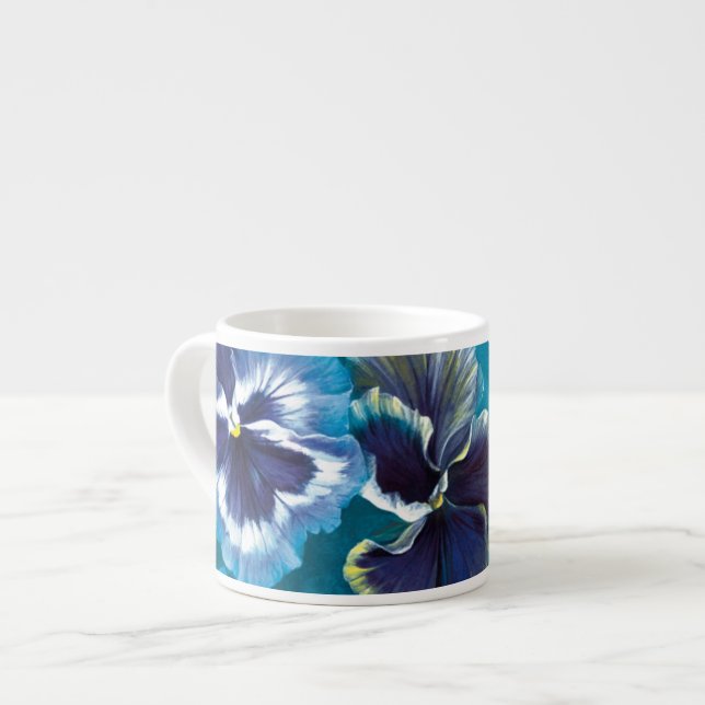 Pansies art bleu espresso mug (Devant gauche)