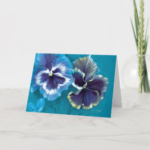 Pansies bleu floral art quotidien carte de voeux