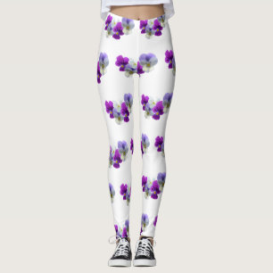 Pansies Cinq Fleurs Motif Legging
