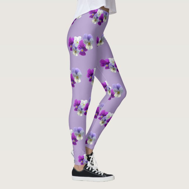 Pansies Cinq Fleurs Motif Purple Legging (Droite)
