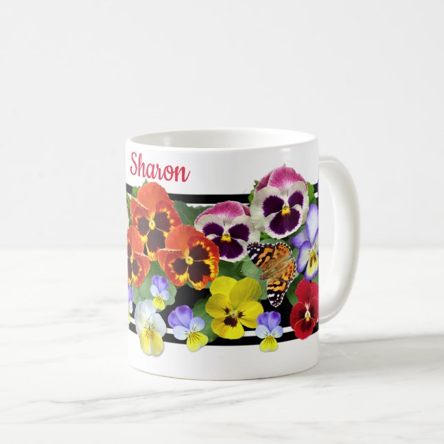 Pansies colorées Café Mug (Devant droit)