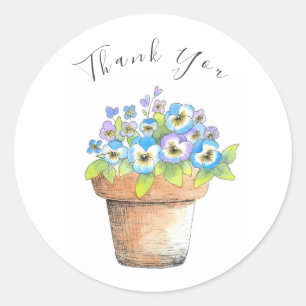 Pansies en aquarelle pointillée Sticker rond class