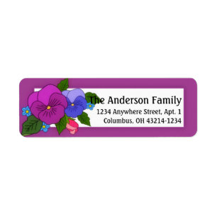 Pansies Fleurs Retourner les étiquettes d'adresse