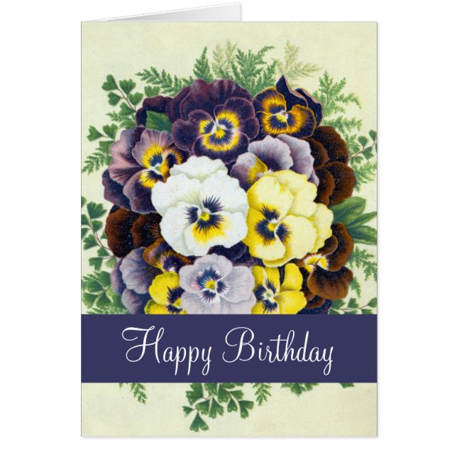 Pansies Happy Birthday Greeting Card (Devant)