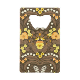 Pansies jaunes, oiseaux et papillons