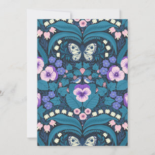 Pansies, oiseaux et papillons