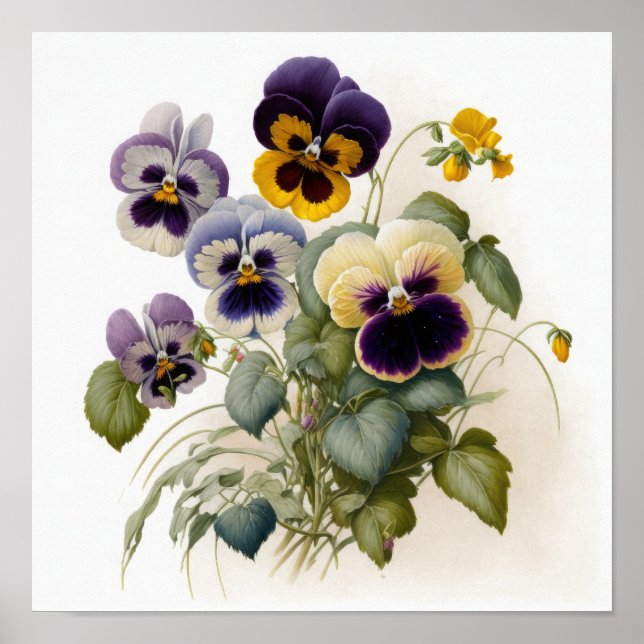 Pansies Pansy Flower Art Imprimer Poster (Devant)