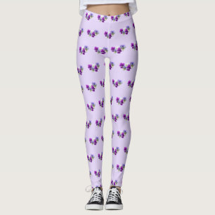 Pansies Purple et White Motif Legging