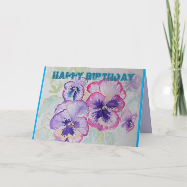 Pansies roses parfaites Carte d'anniversaire (Devant)