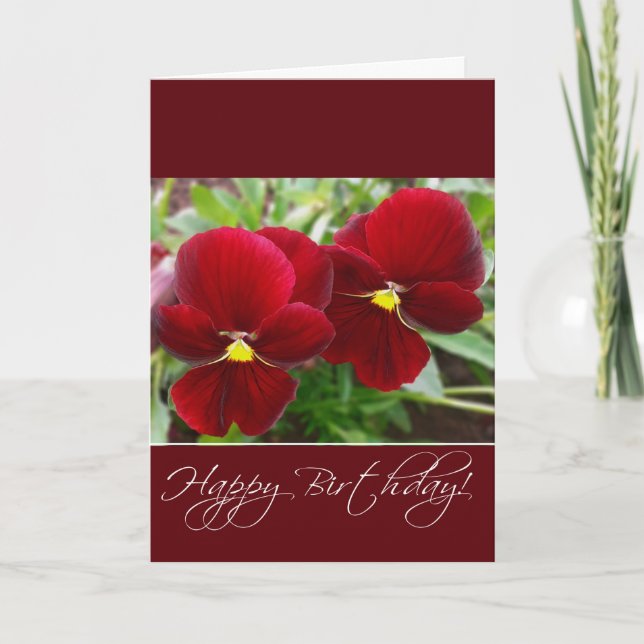 Pansies rouges Carte de voeux d'anniversaire (Devant)