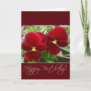 Pansies rouges Carte de voeux d'anniversaire