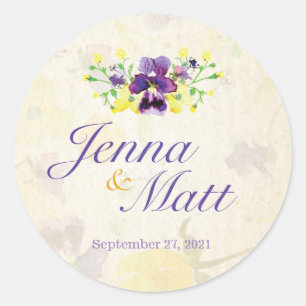 Pansies violettes parfaites Stickers de mariage pe