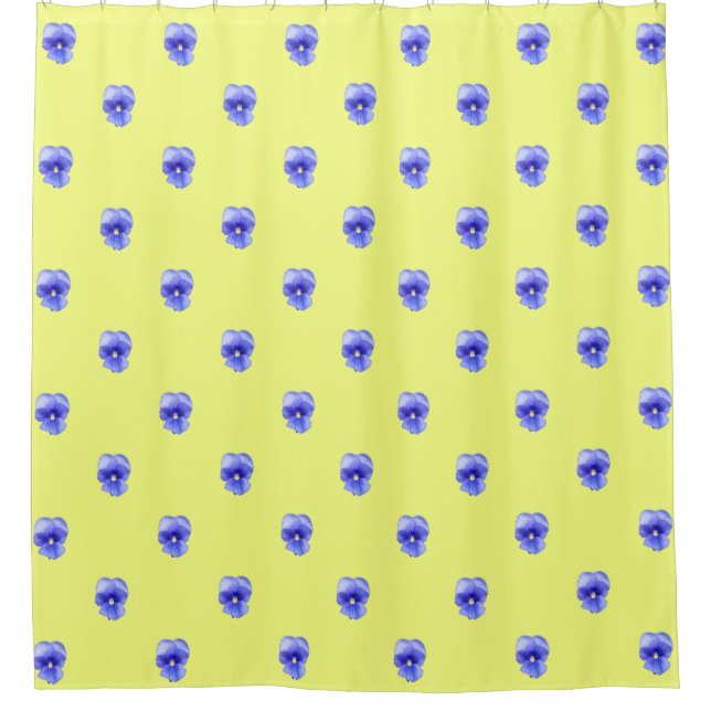 Pansy bleu sur jaune - rideau de douche (Devant)