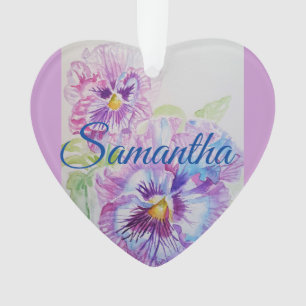 Pansy Floral Watercolor Girls Décoration de Noël
