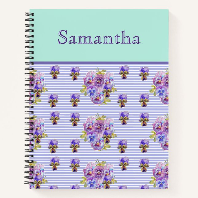 Pansy Flower Aqua floral Recette Carnet Journal (Devant)