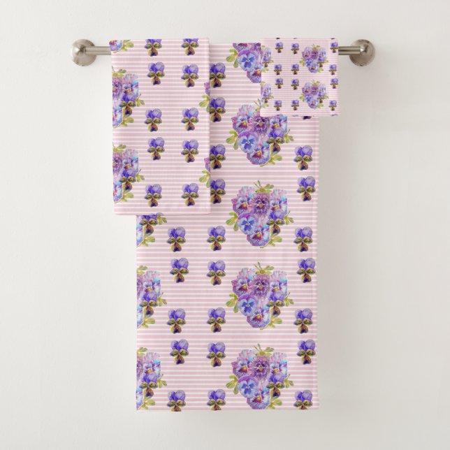 Pansy Flower Aqua Stripe art floral Girls Nom (En situation)