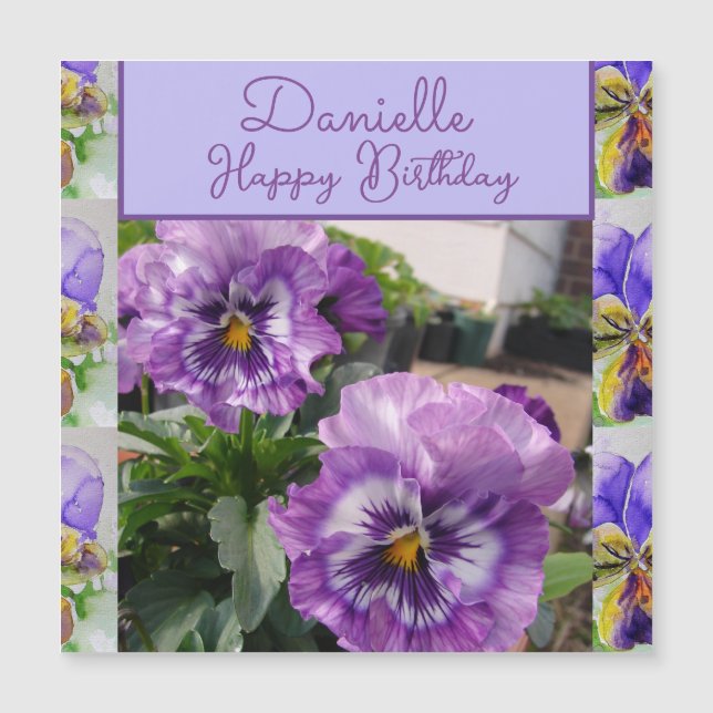 Pansy Purple Flower floral Girls Name Birthday (Devant)