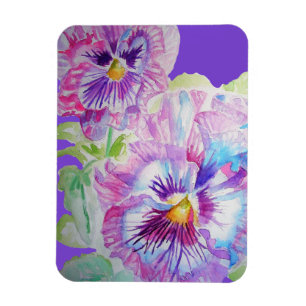 Pansy violet Art Floral Fleurs Aquarelle Magnet