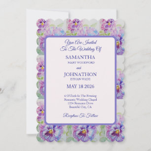 Pansy Watercolor Flower Floral Faire-part de maria