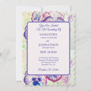 Pansy Watercolor Flower Floral Faire-part de maria