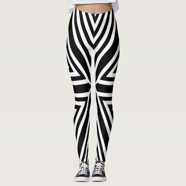 Pantalon de Yoga en blanc noir Motif Leggings (Devant)