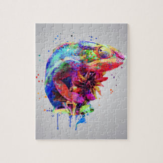 Panther Chameleon Watercolor Jigsaw Puzzle