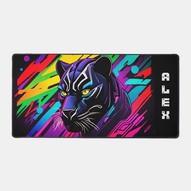 Panthère noire sur fond de graffiti avec prénom (Recto)